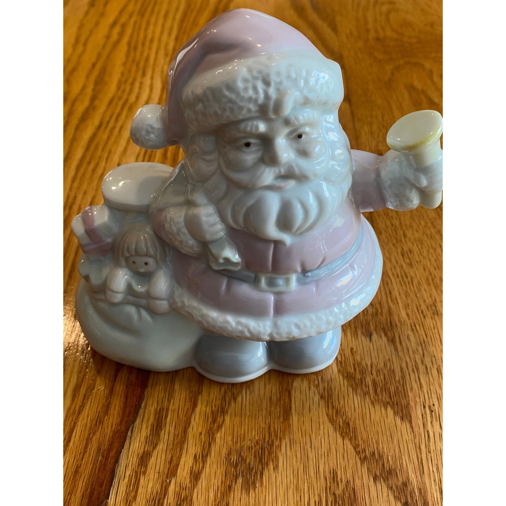 Enesco Musical Santa Figurine 1989 Up On The House Taiwan Christmas